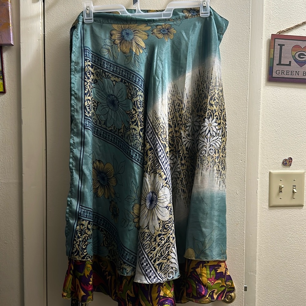 Repurposed sari wrap skirt